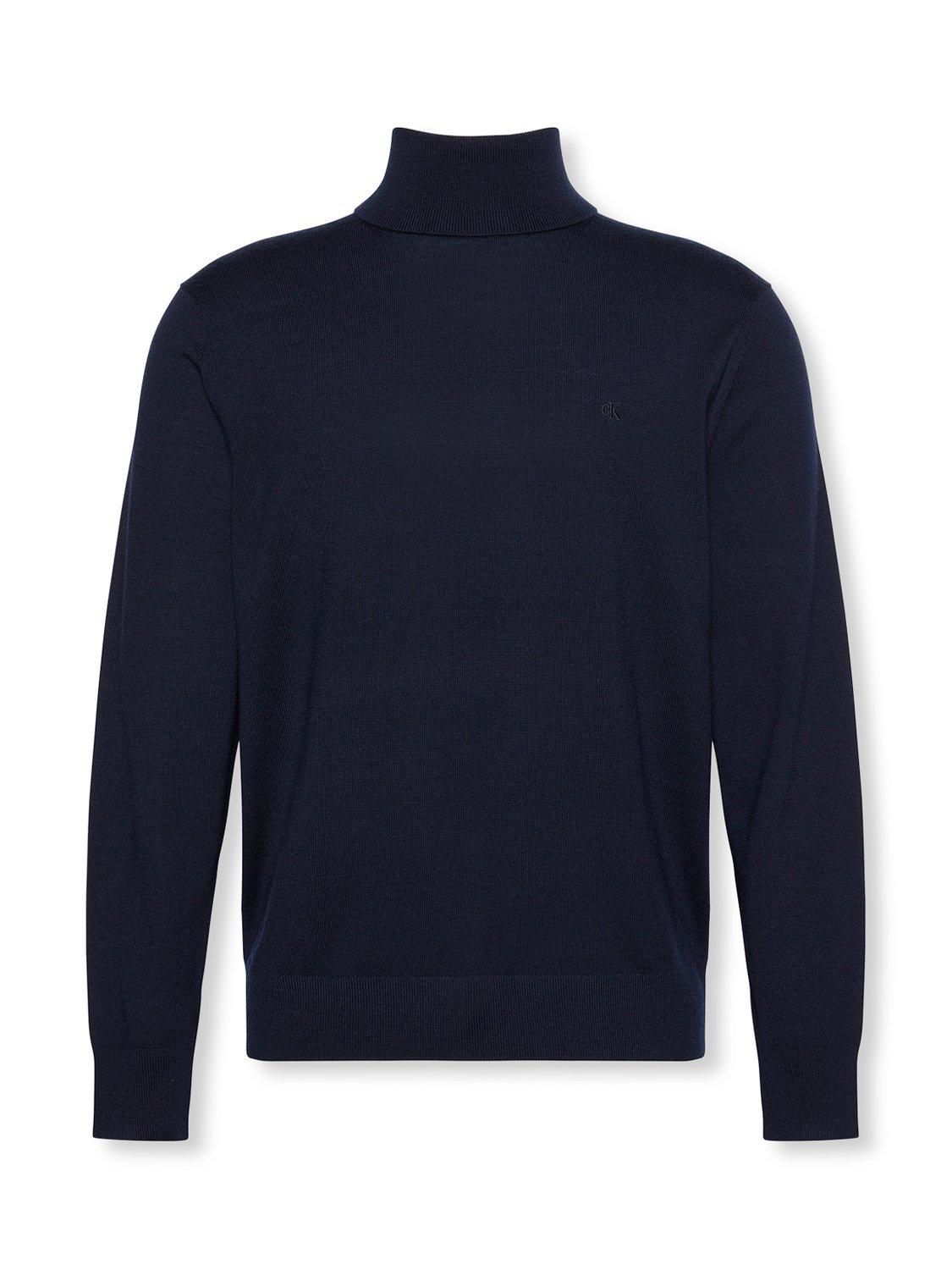 Product image 6 of 6, which shows Calvin Klein Turtle Neck Merino Wool Sweater, Dark Sapphire, S