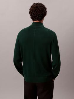 Calvin Klein Zip Neck Merino Wool Sweater - view 2, Miami Green