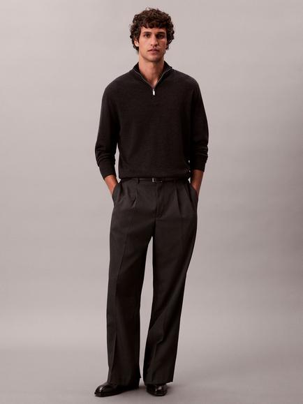 Calvin Klein Zip Neck Merino Wool Sweater, Gunmetal