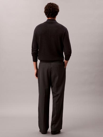 Calvin Klein Zip Neck Merino Wool Sweater - view 2, Gunmetal