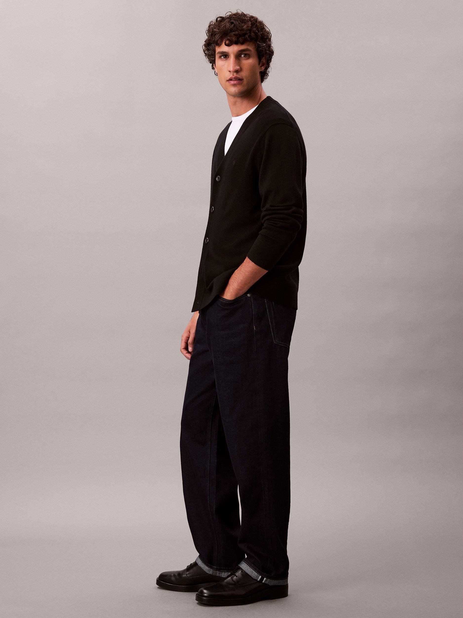 Product image 5 of 6, which shows Calvin Klein Merino Wool Cardigan, Black, S