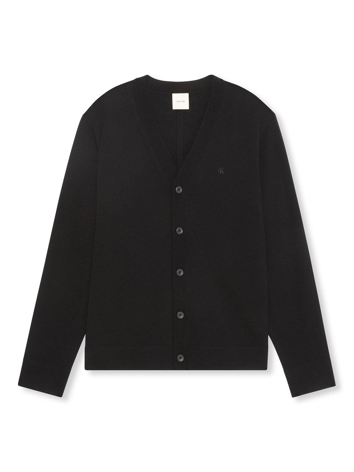 Product image 6 of 6, which shows Calvin Klein Merino Wool Cardigan, Black, S