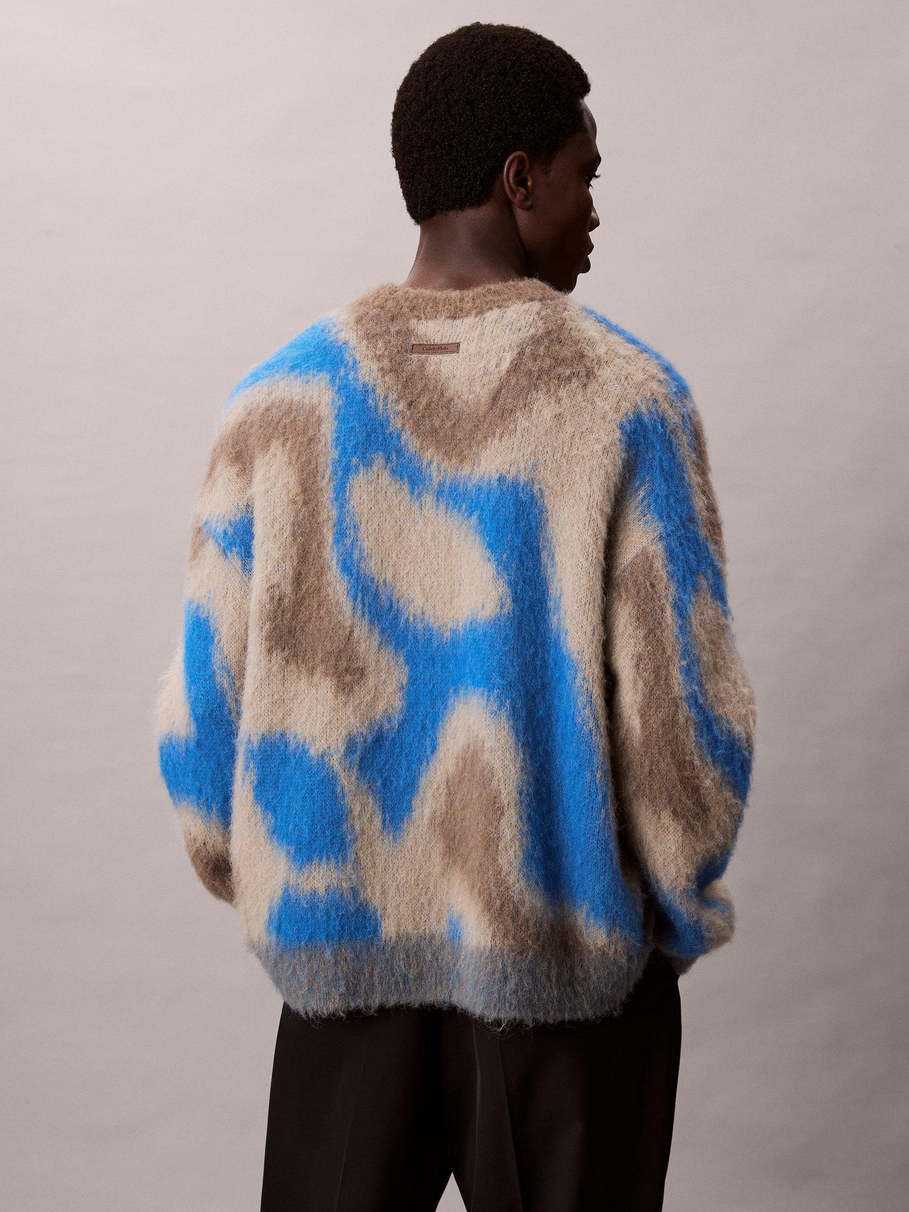 Product image 2 of 7, which shows Calvin Klein Wool Blend Patterned Jumper , Deep Water, S