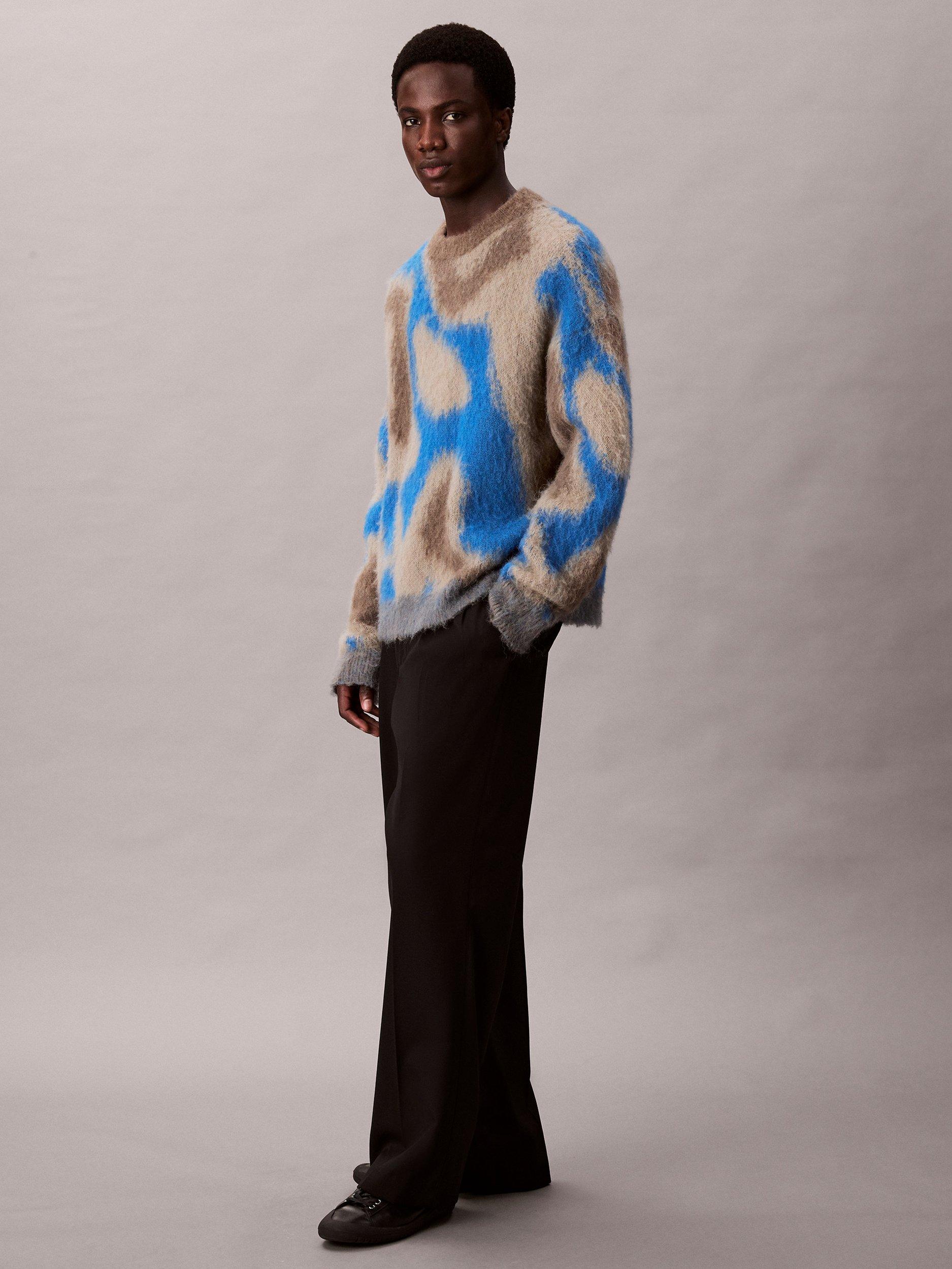 Product image 4 of 7, which shows Calvin Klein Wool Blend Patterned Jumper , Deep Water, S