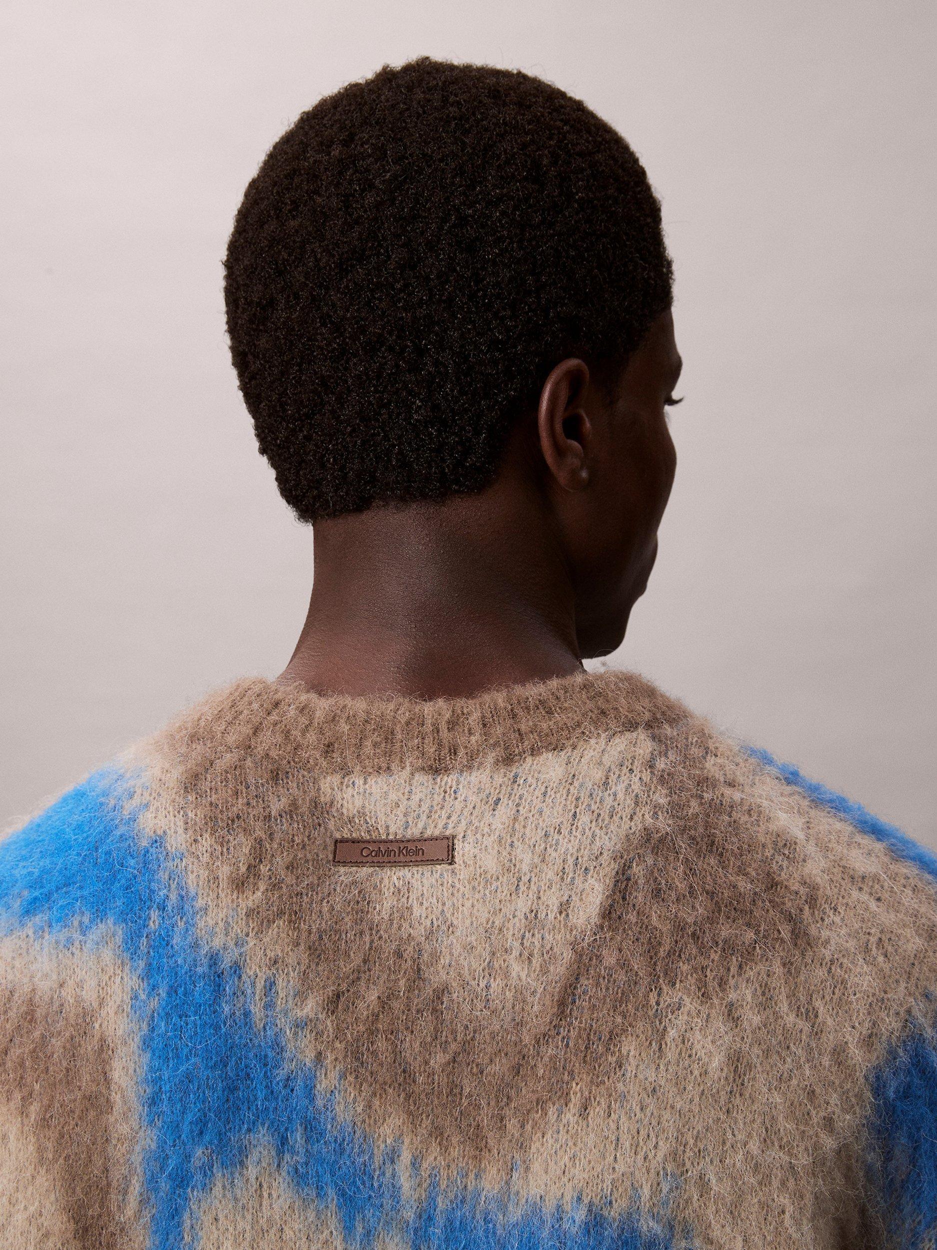 Product image 6 of 7, which shows Calvin Klein Wool Blend Patterned Jumper , Deep Water, S
