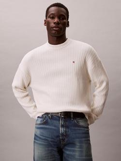Calvin Klein Monogram Ribbed Cotton Jumper, Tofu