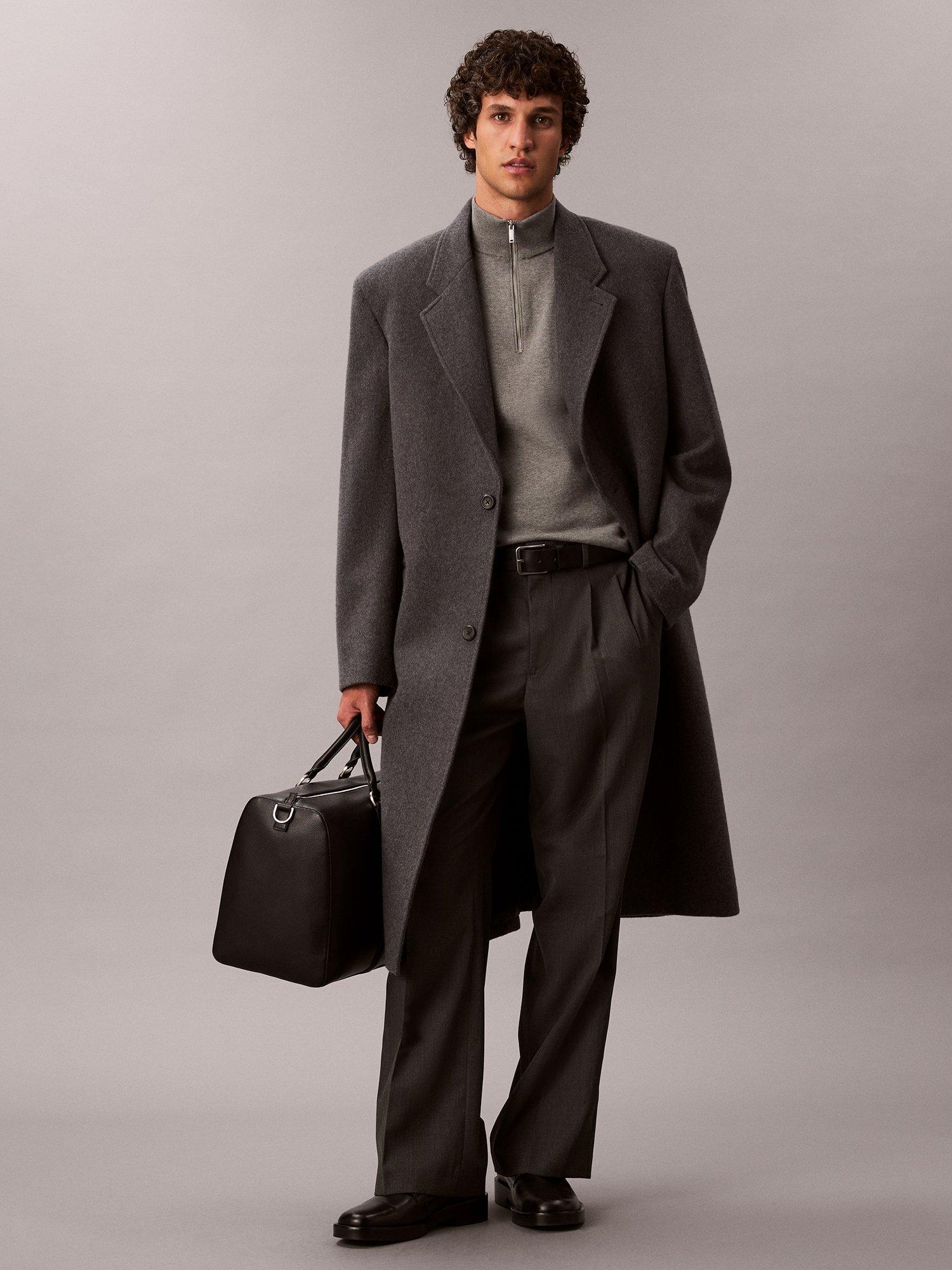 Product image 3 of 6, which shows Calvin Klein Monogram Half Zip Cotton Jumper, Medium Grey Heather, M