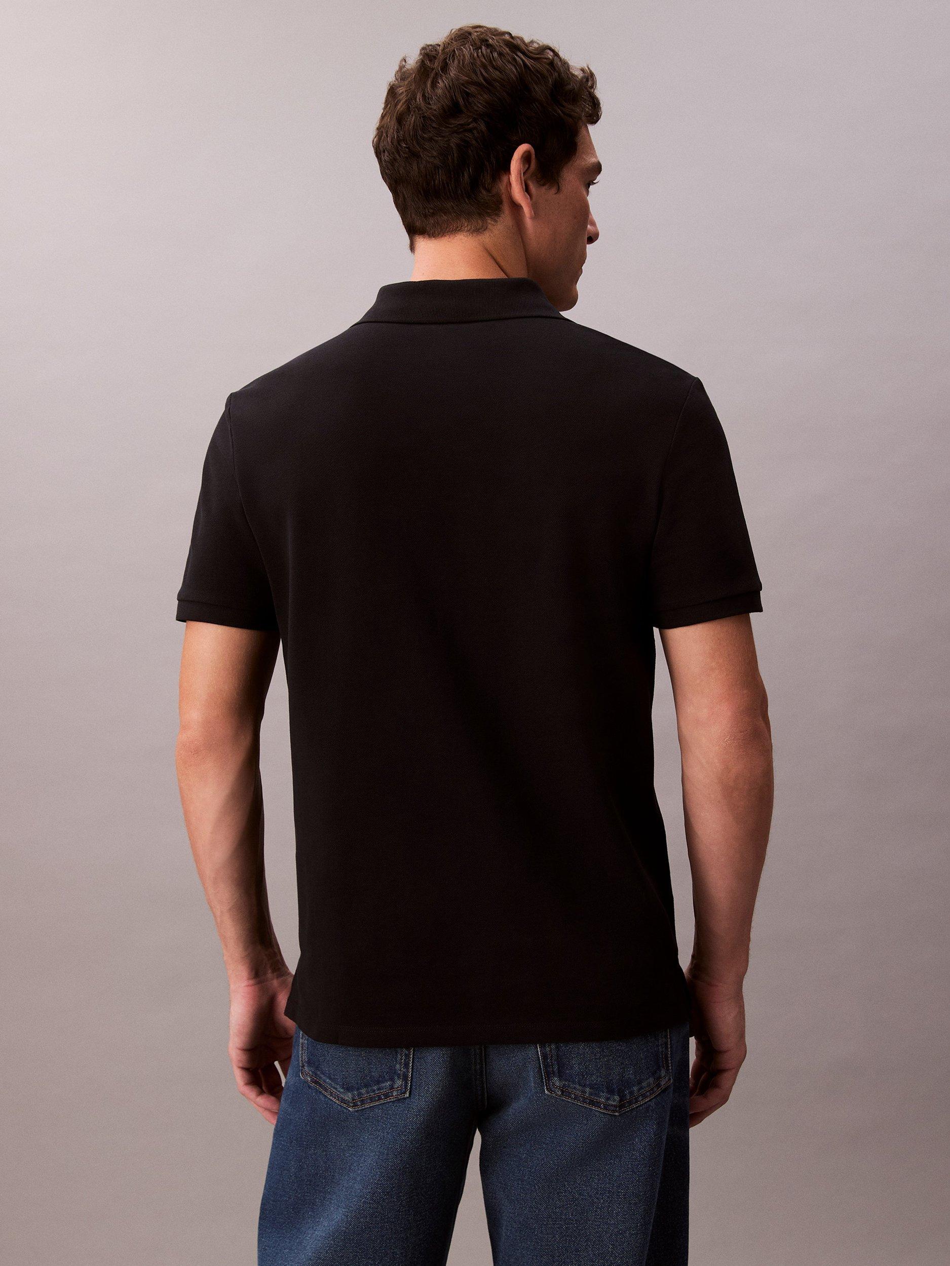 Product image 4 of 6, which shows Calvin Klein Monogram Cotton Polo Shirt, Black, XS