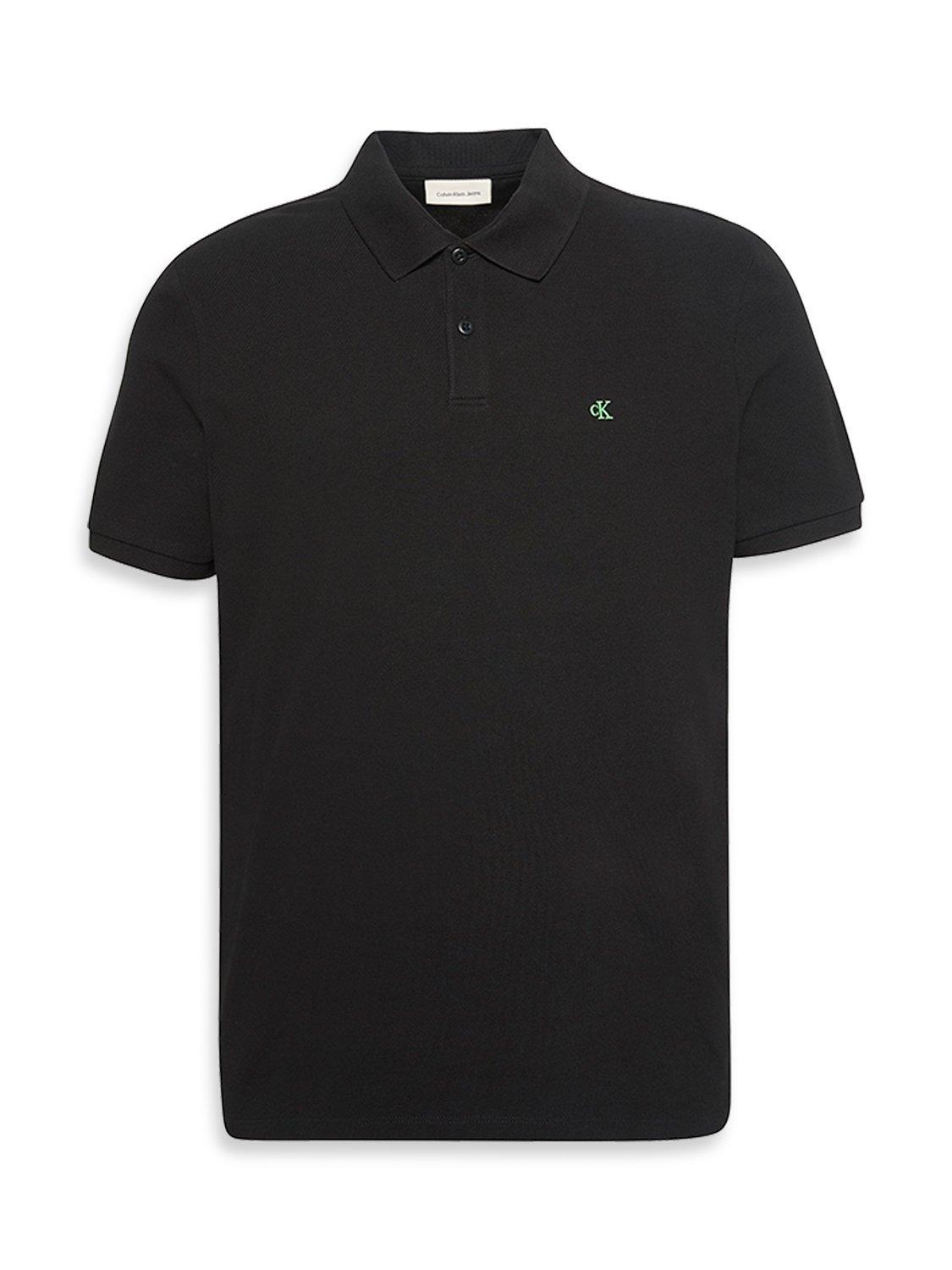 Product image 6 of 6, which shows Calvin Klein Monogram Cotton Polo Shirt, Black, XS
