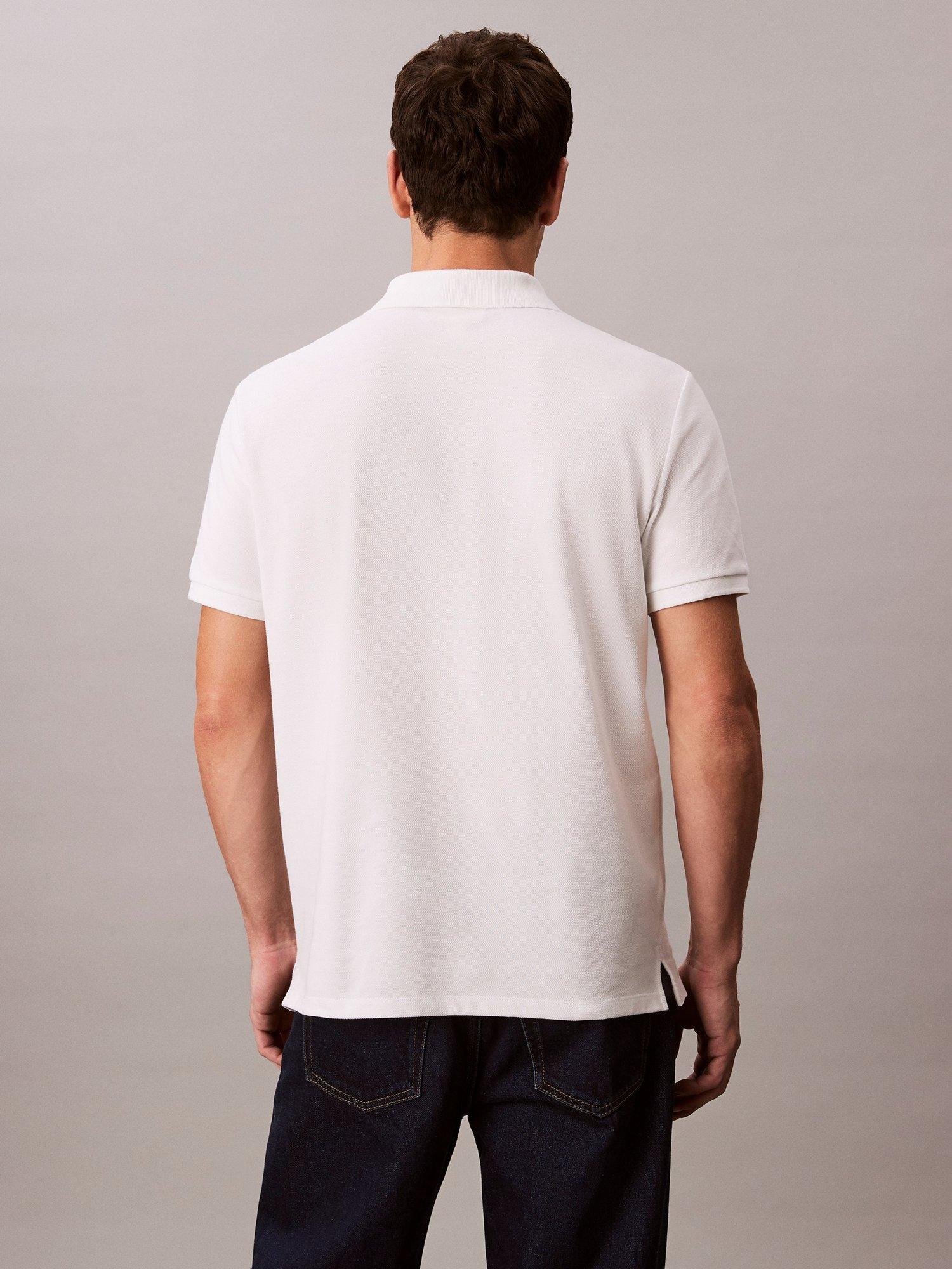 Product image 4 of 7, which shows Calvin Klein Monogram Cotton Polo Shirt, Blanc De Blanc, XS