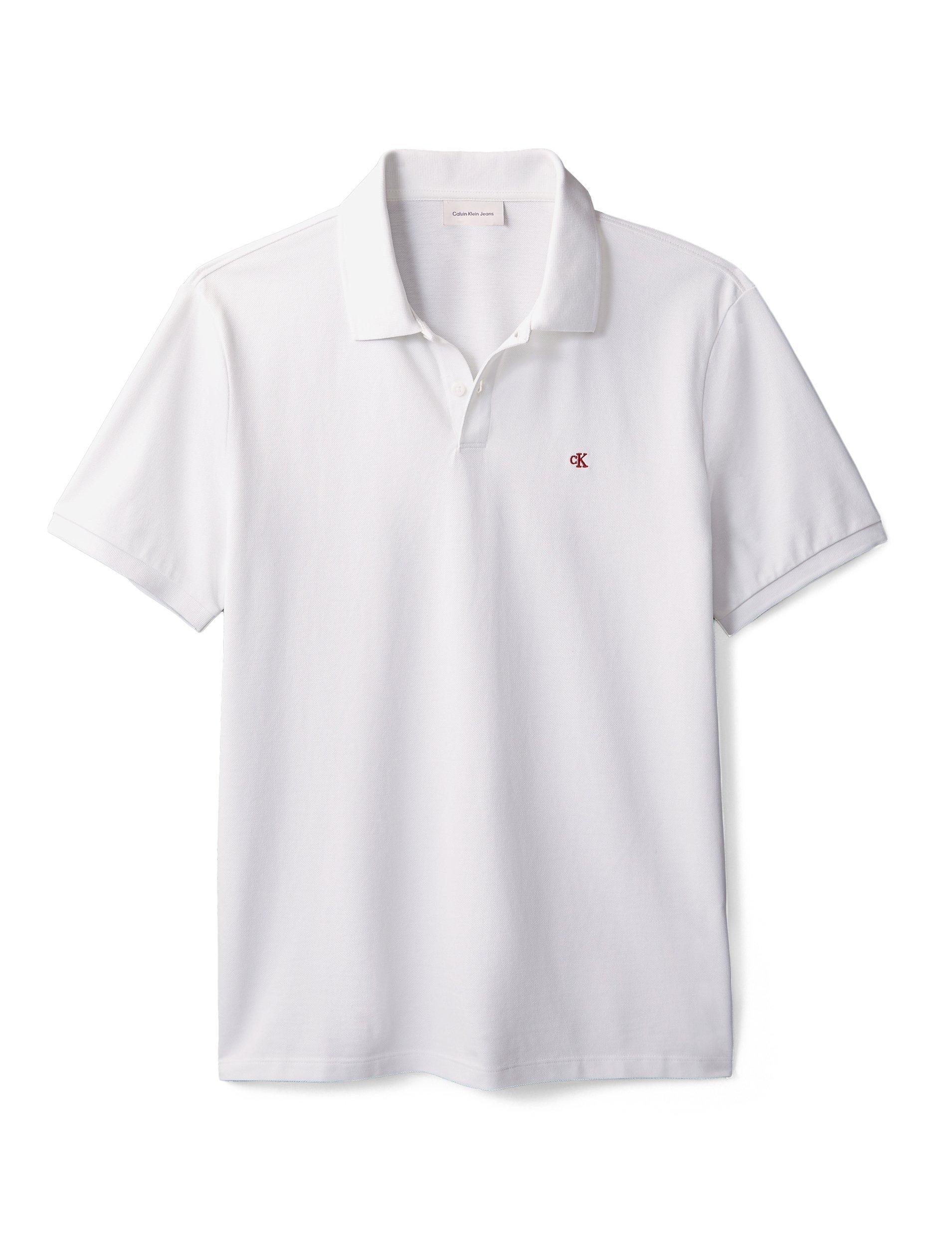 Product image 7 of 7, which shows Calvin Klein Monogram Cotton Polo Shirt, Blanc De Blanc, XS