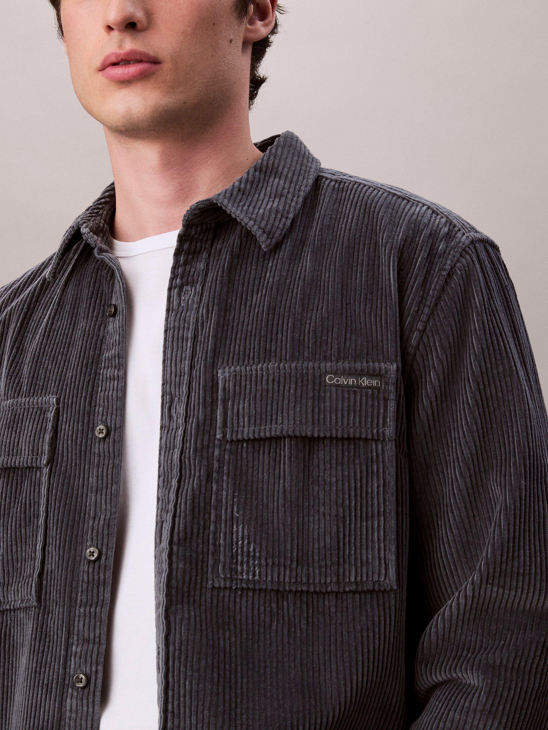 Product image 4 of 6, which shows Calvin Klein Cotton Corduroy Regular Fit Overshirt, Harlem Night Blue, XS