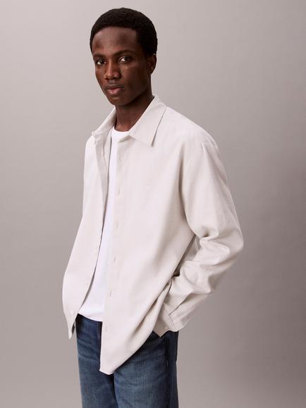 Calvin Klein Cotton Regular Fit Melange Shirt, Harbor Mist, Harbor Mist