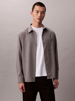 Calvin Klein Wool Blend with Silk Regular Fit Shirt, Marble Gray, Marble Gray
