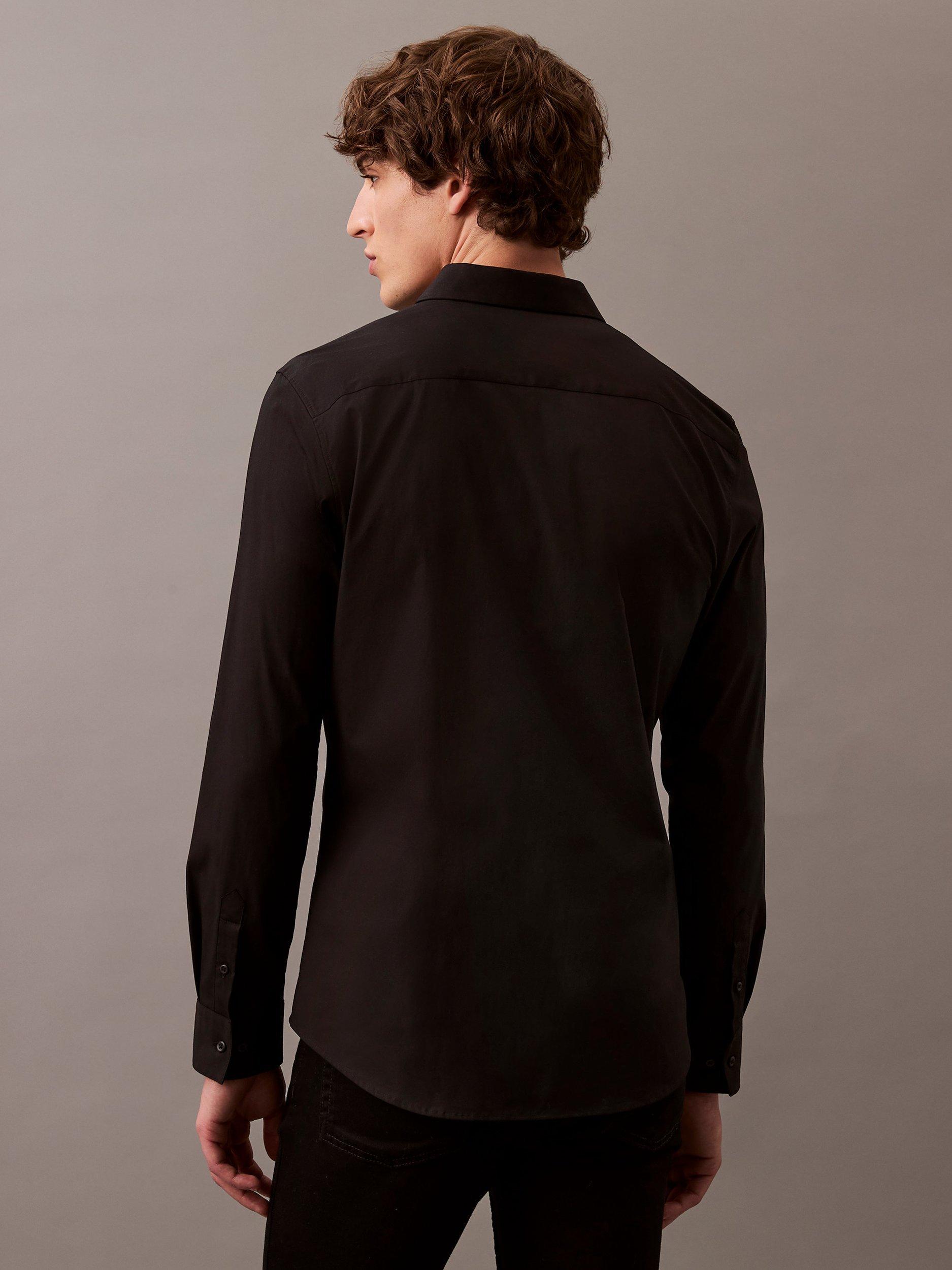 Product image 2 of 6, which shows Calvin Klein Monogram Cotton Blend Shirt, Black, XS