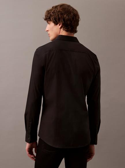 Calvin Klein Monogram Cotton Blend Shirt, Black - view 2, Black