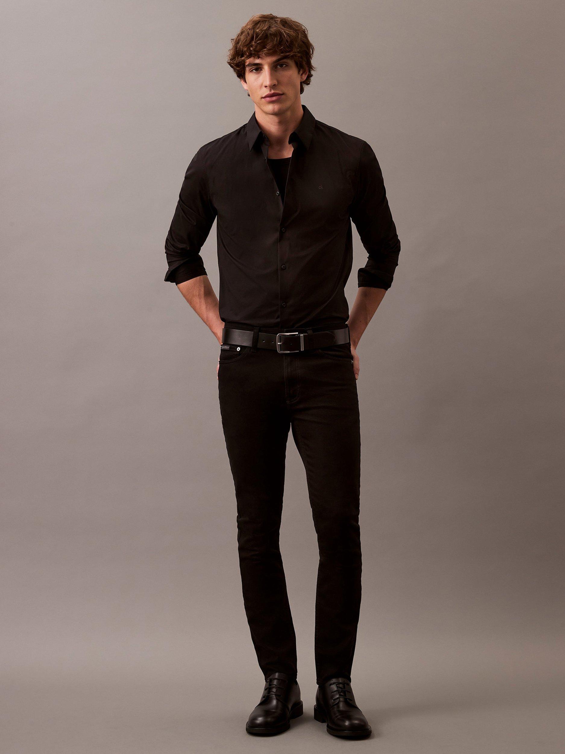 Product image 4 of 6, which shows Calvin Klein Monogram Cotton Blend Shirt, Black, XS