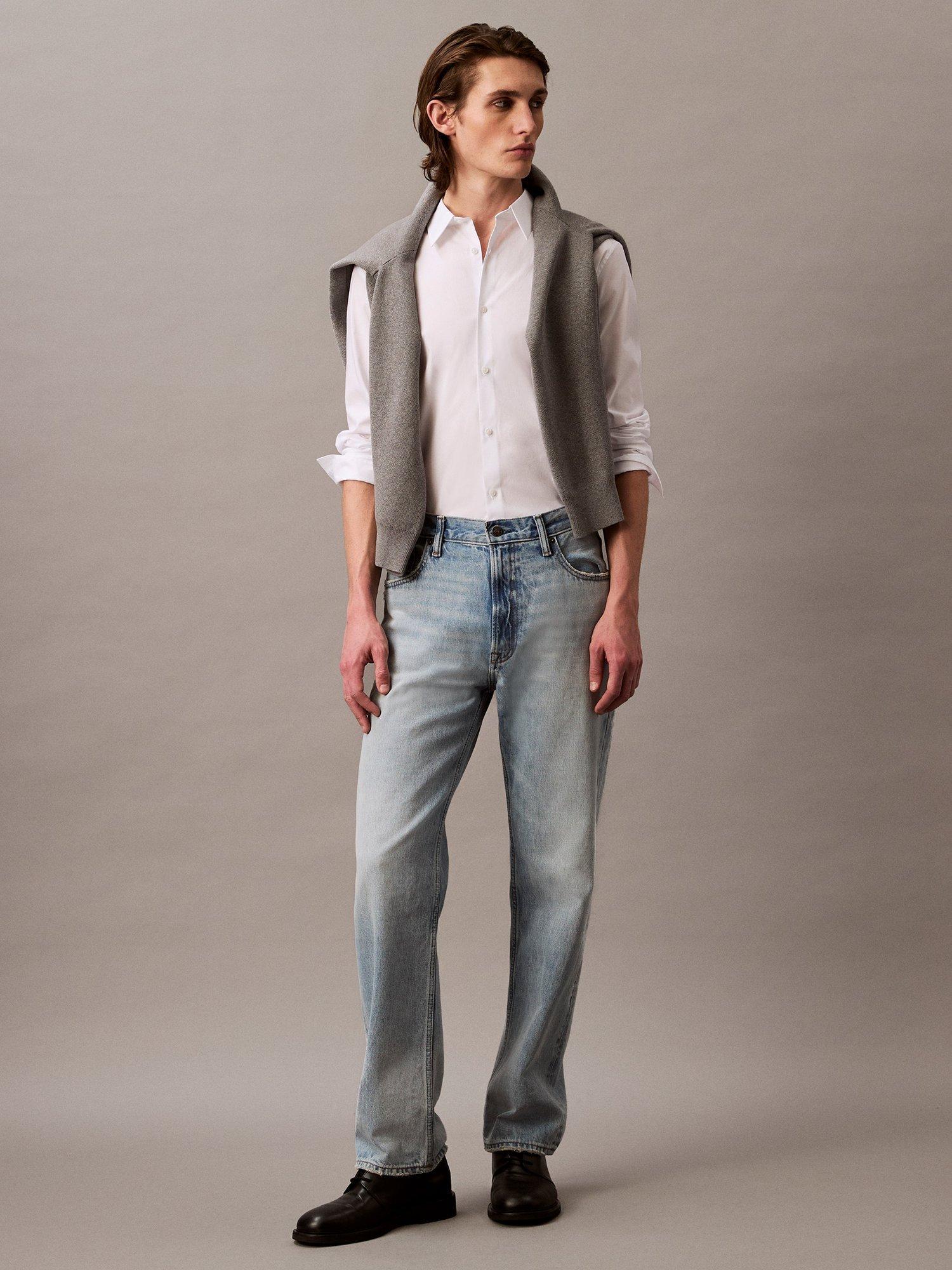 Product image 4 of 6, which shows Calvin Klein Monogram Cotton Blend Shirt, Brilliant White, XS