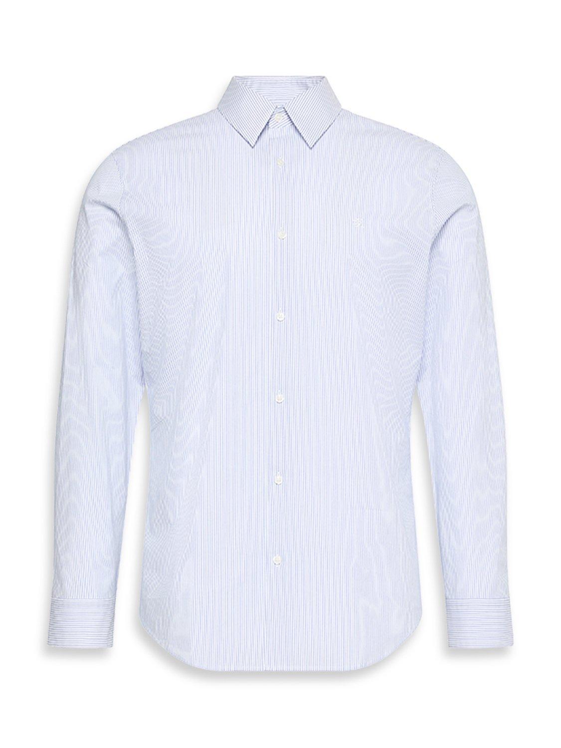 Product image 6 of 6, which shows Calvin Klein Cotton Blend Regular Fit Thin Stripe Shirt, Dazzling Blue, S