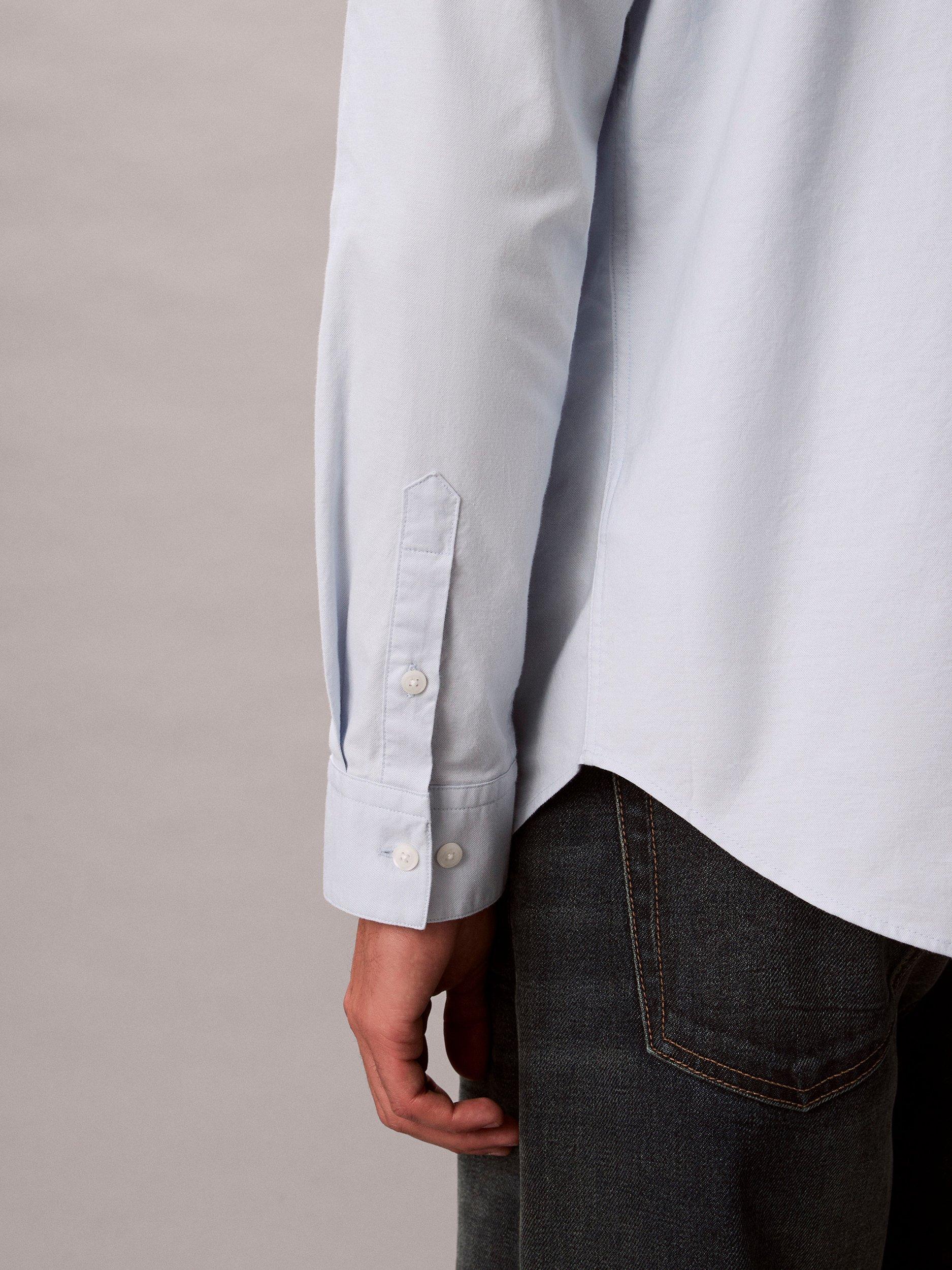 Product image 5 of 5, which shows Calvin Klein Monogram Cotton Blend Oxford Shirt, Plein Air, XS