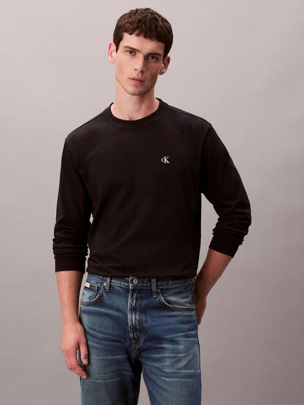 Calvin Klein Relaxed Fit Long Sleeve Monogram Cotton T-Shirt, Black