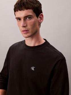Calvin Klein Relaxed Fit Long Sleeve Monogram Cotton T-Shirt - view 2, Black