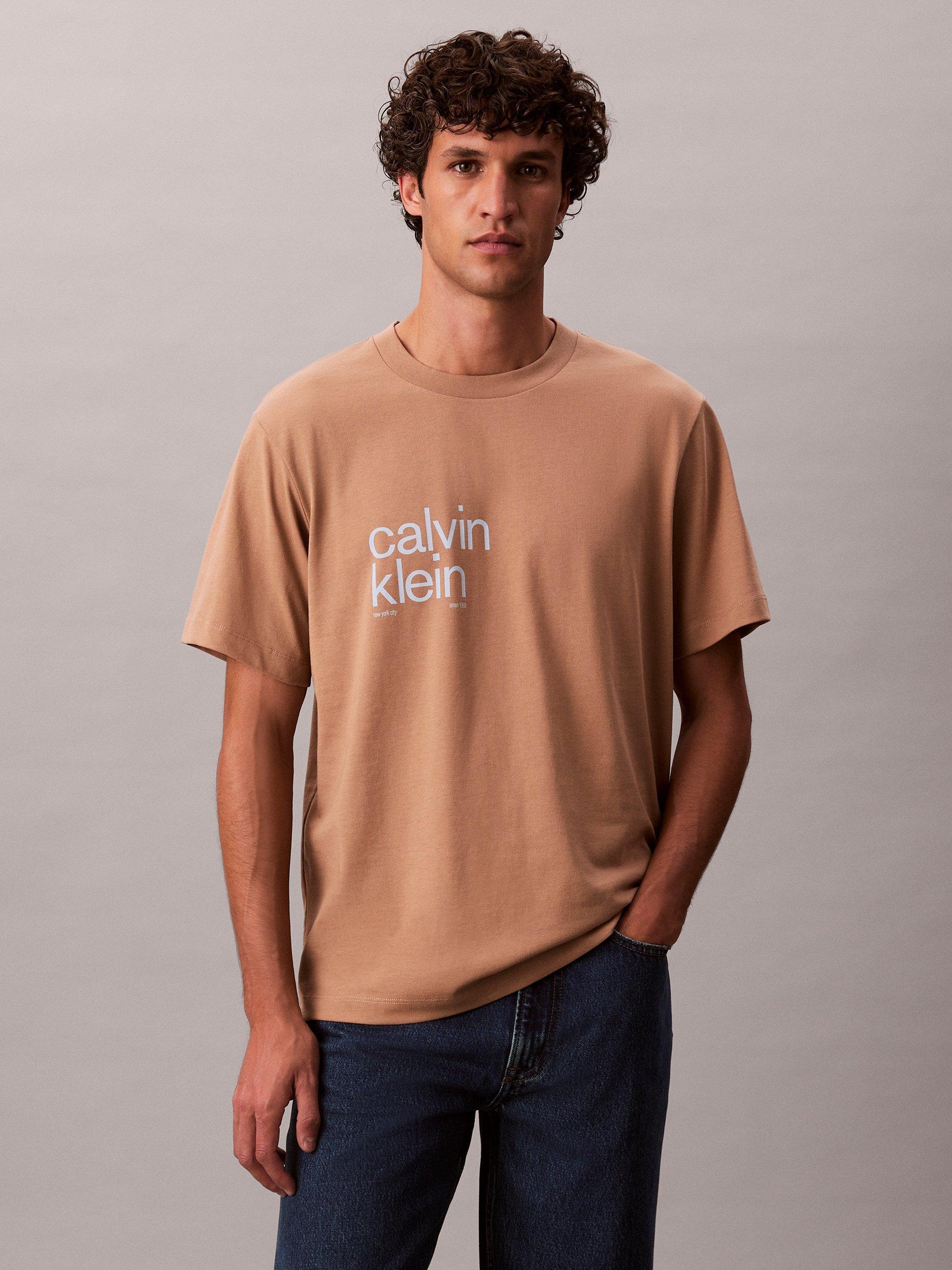 Product image 1 of 6, which shows Calvin Klein Cotton Regular Fit Circle Graphic T-Shirt, Stonehenge, S