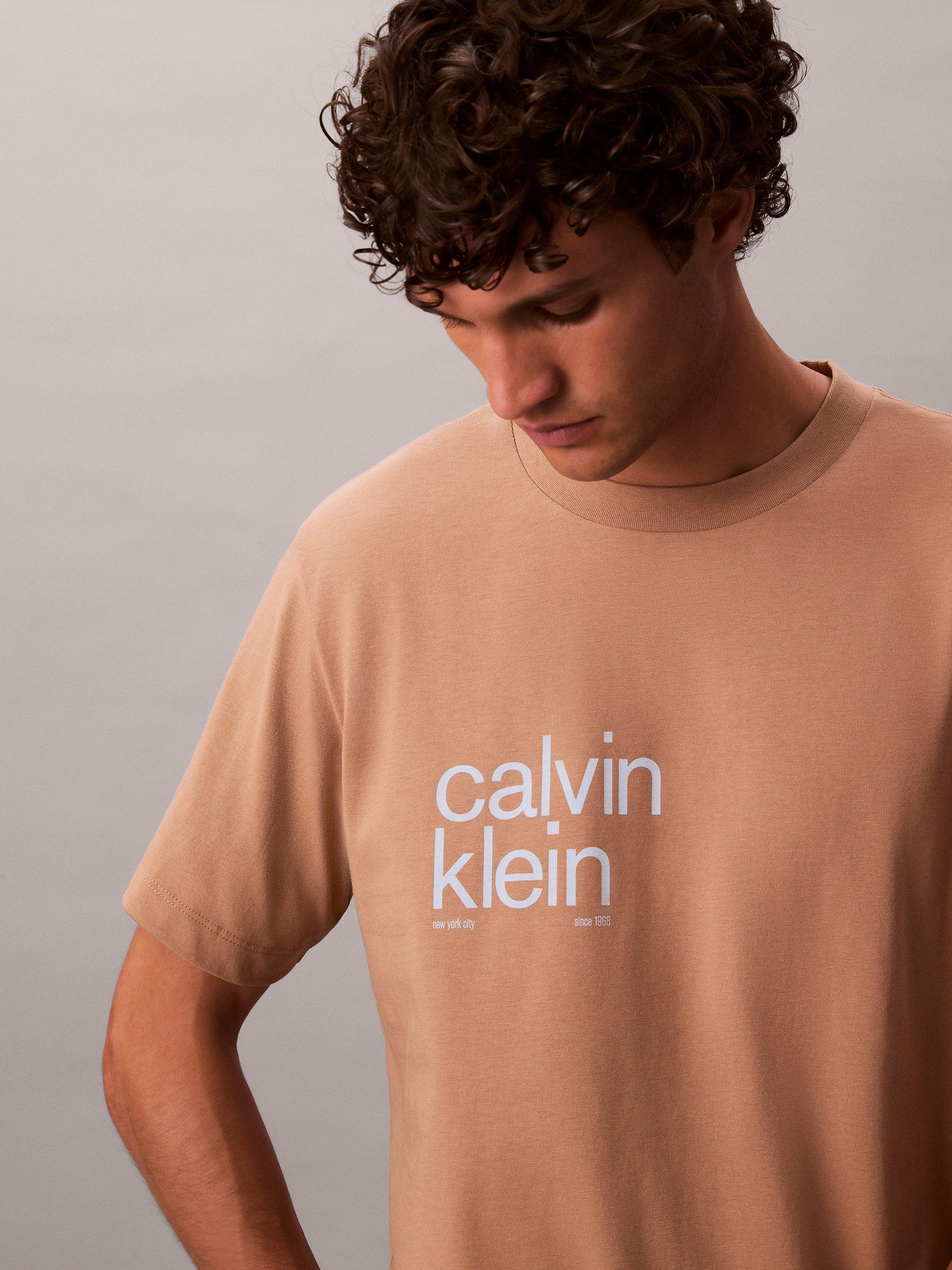 Product image 3 of 6, which shows Calvin Klein Cotton Regular Fit Circle Graphic T-Shirt, Stonehenge, S