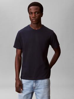 Calvin Klein Pure Cotton Short Sleeved Monogram T-Shirt, Dark Sapphire - view 2, Dark Sapphire