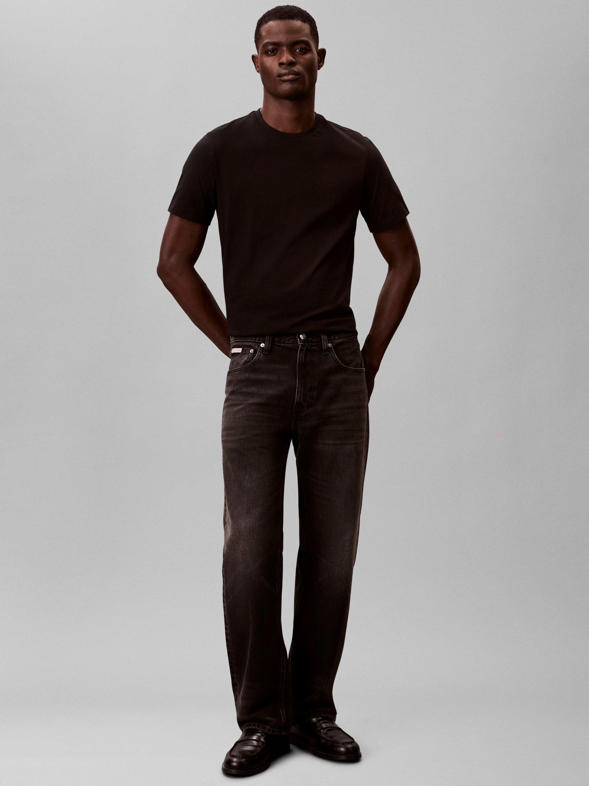 Product image 4 of 6, which shows Calvin Klein Cotton Regular Fit Monogram Logo T-Shirt, Black, XS