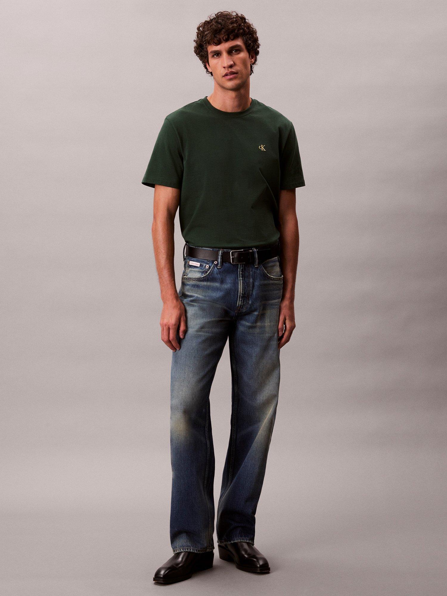 Product image 1 of 6, which shows Calvin Klein Crew Neck Monogram Cotton T-Shirt, Sycamore, XS