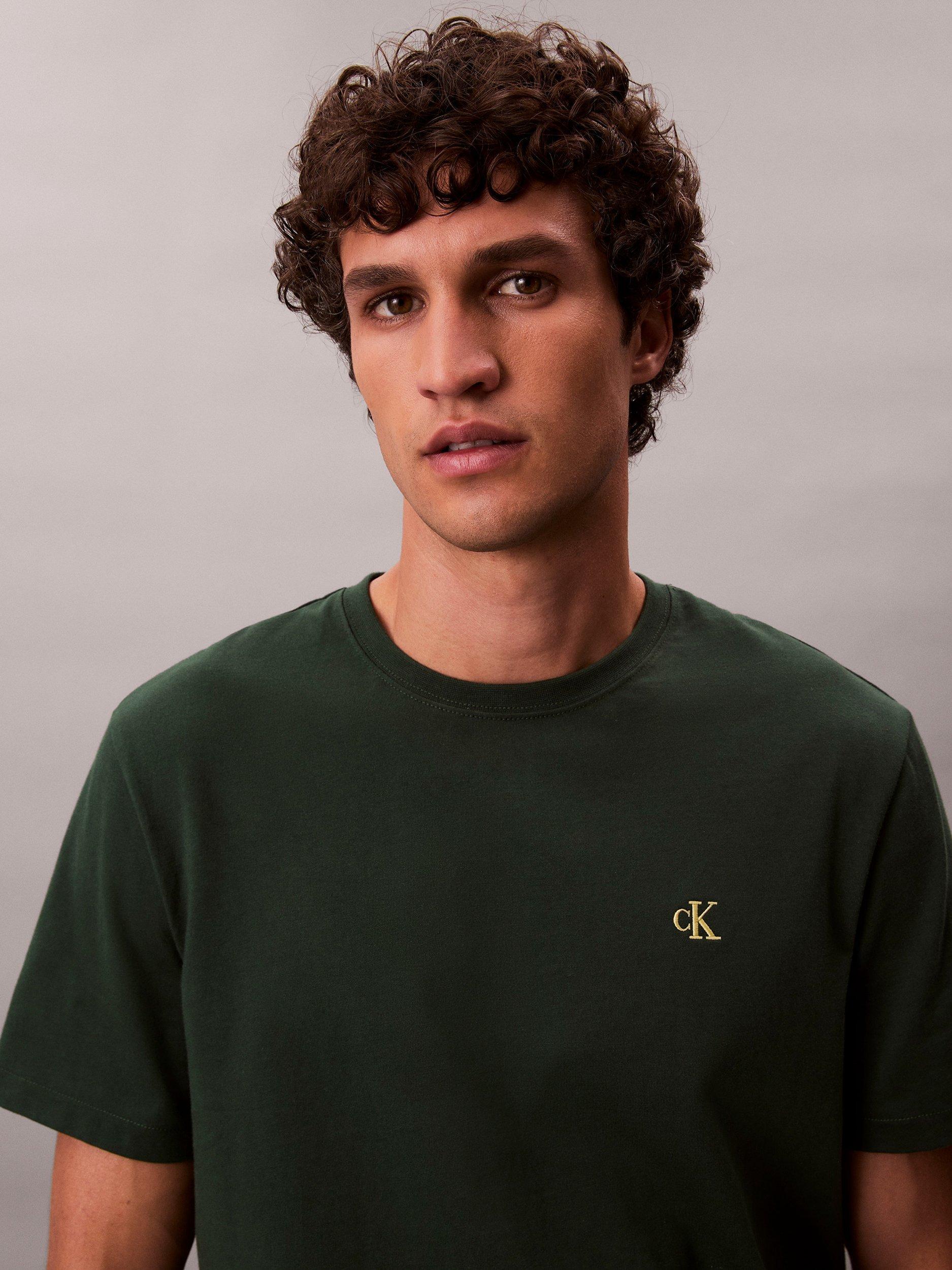Product image 2 of 6, which shows Calvin Klein Crew Neck Monogram Cotton T-Shirt, Sycamore, XS