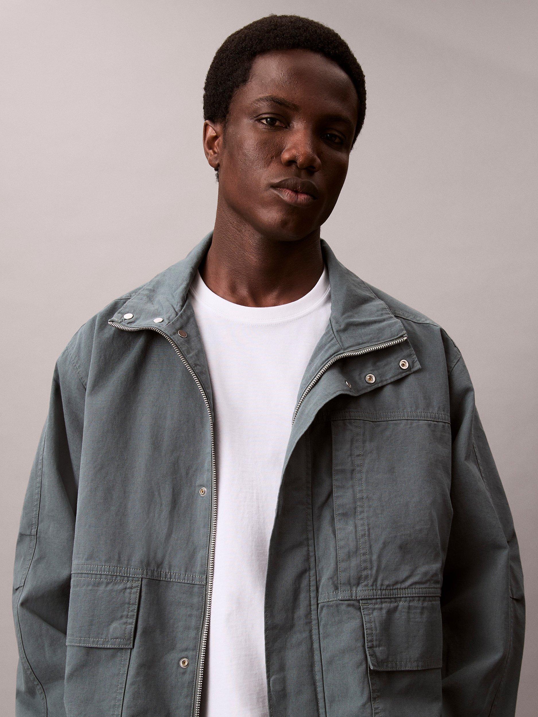 Product image 5 of 6, which shows Calvin Klein Cotton Easy Regular Fit Monogram T-Shirt, Bright White, XS