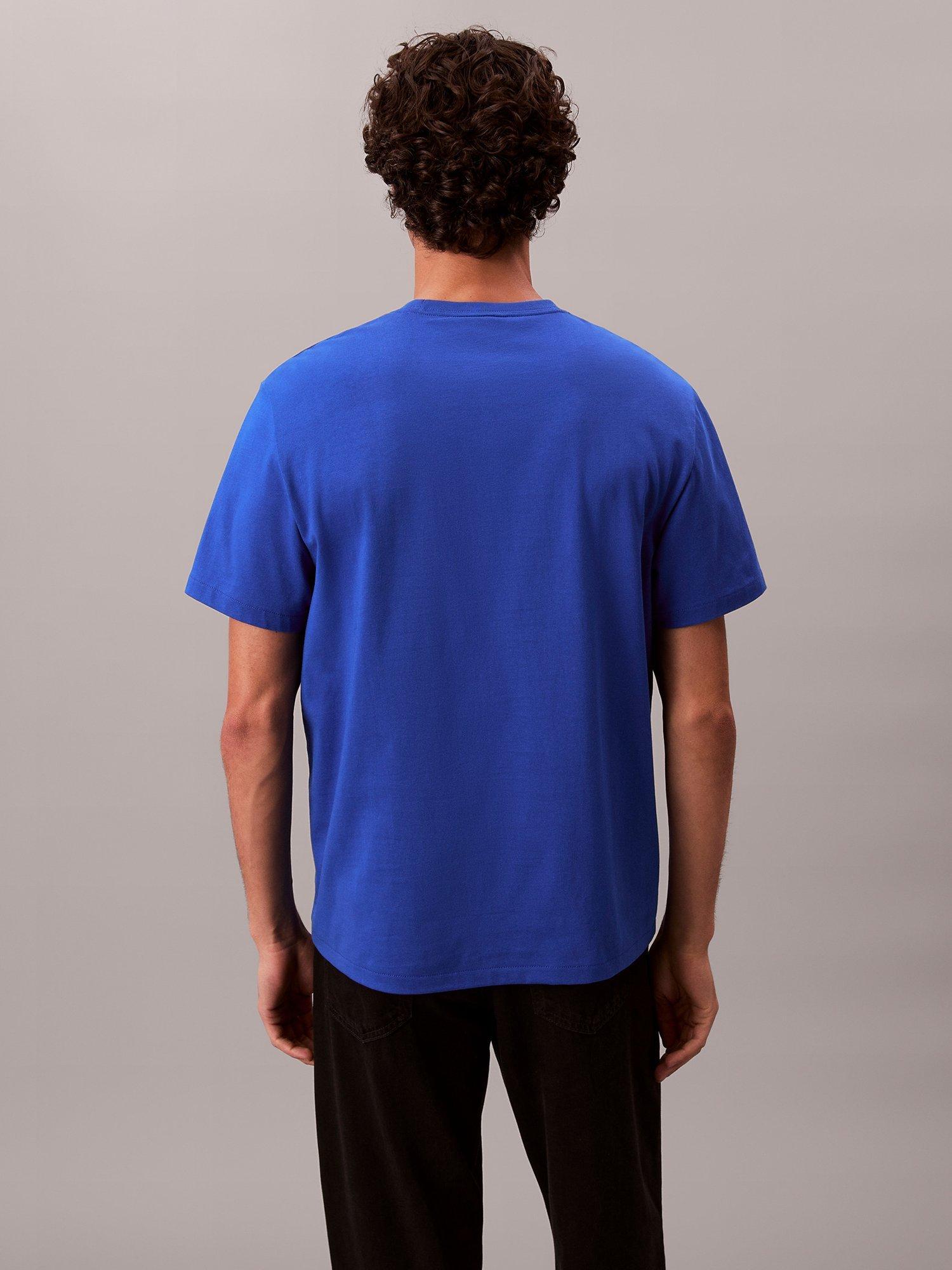 Product image 4 of 6, which shows Calvin Klein Crew Neck Monogram Cotton T-Shirt, Ocean Tides, S