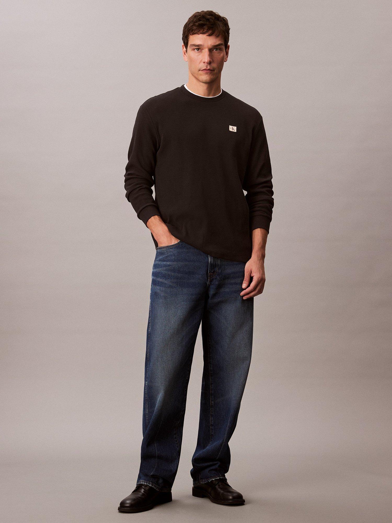 Product image 5 of 7, which shows Calvin Klein Badge Logo Crew Neck Top, Black, XS