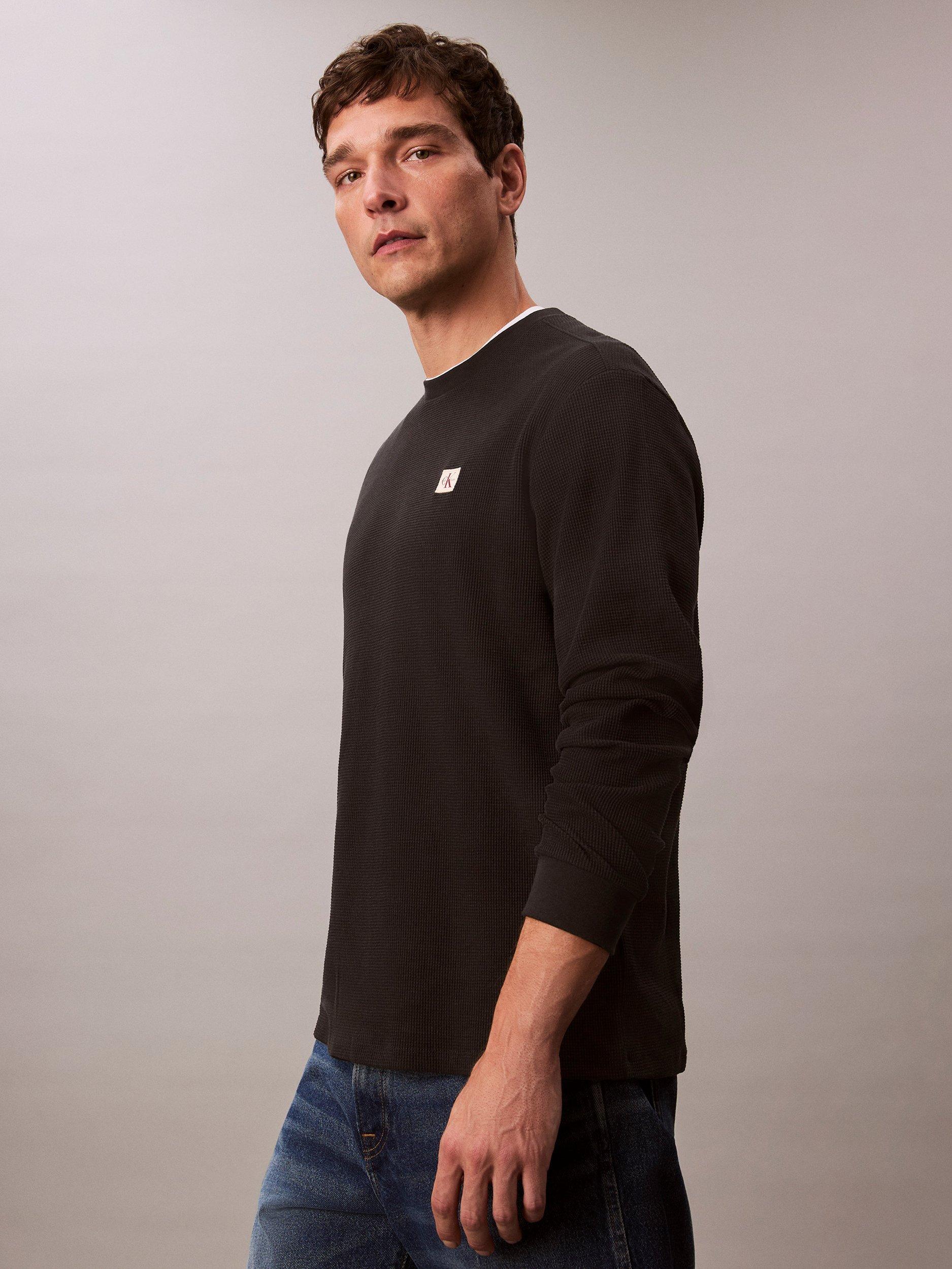 Product image 6 of 7, which shows Calvin Klein Badge Logo Crew Neck Top, Black, XS