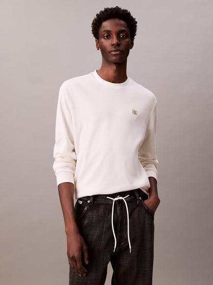 Calvin Klein Badge Detail Crew Neck T-Shirt, Tofu, Tofu