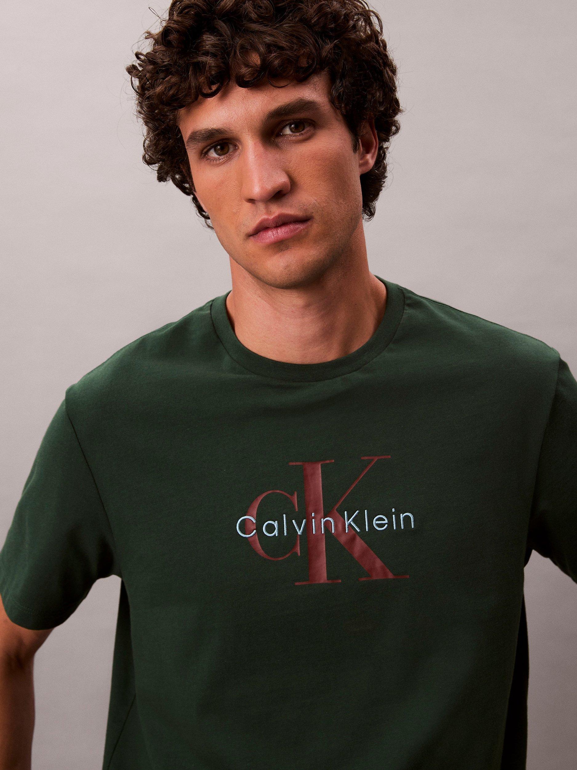 Product image 3 of 6, which shows Calvin Klein Monogram Cotton T-Shirt, Sycamore, S