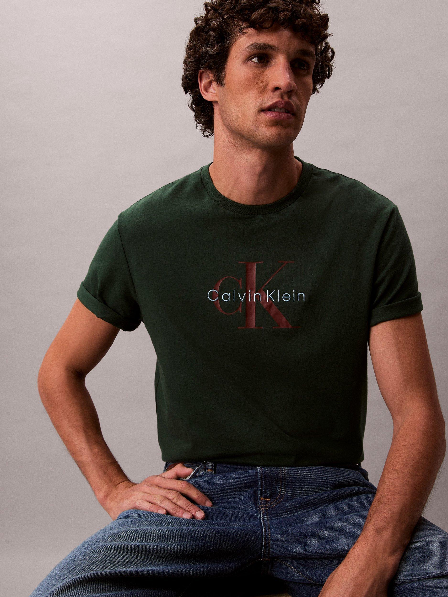 Product image 4 of 6, which shows Calvin Klein Monogram Cotton T-Shirt, Sycamore, S