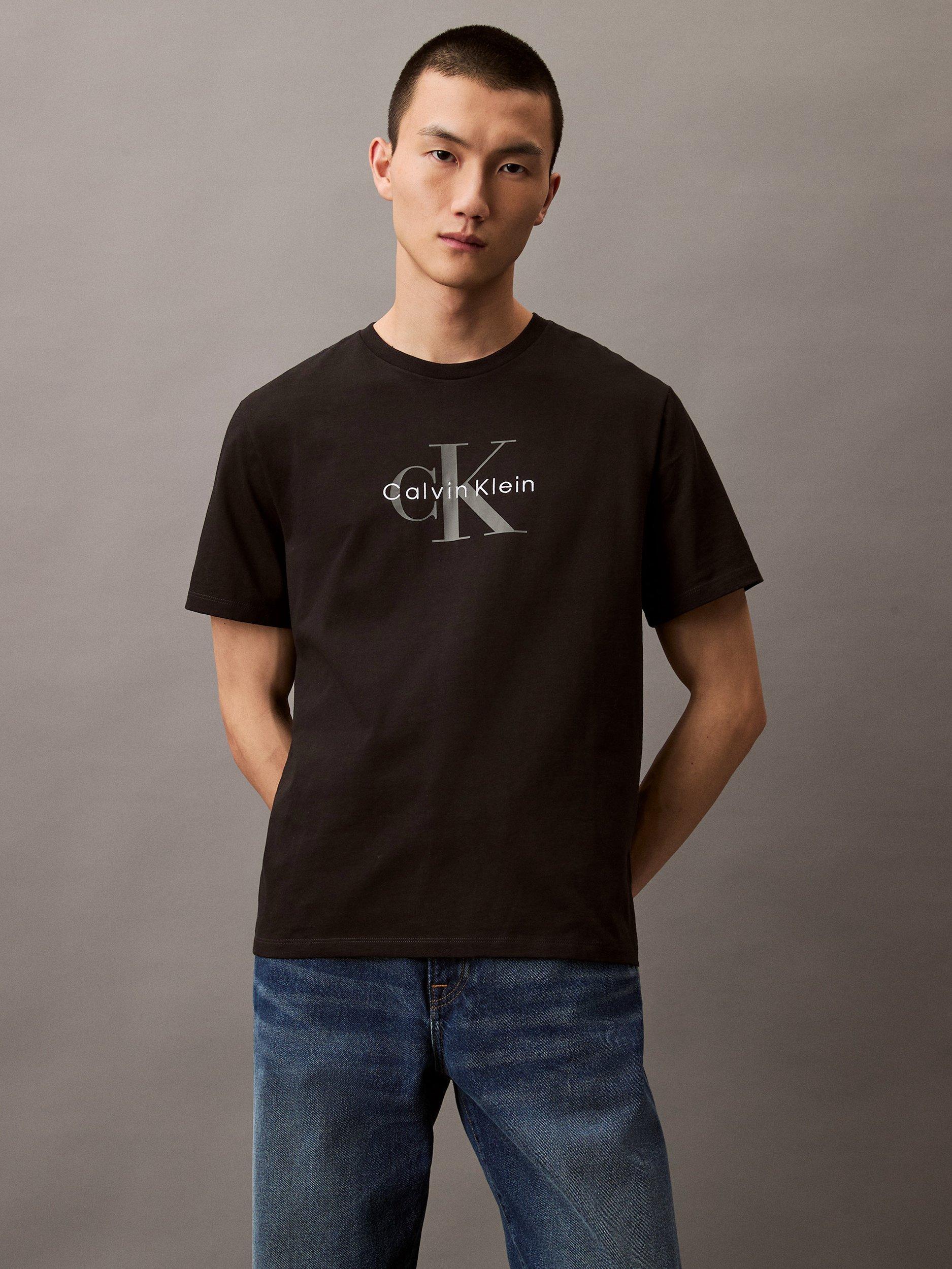 Product image 3 of 6, which shows Calvin Klein Monogram Cotton T-Shirt, Black, XS