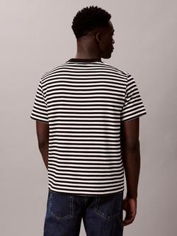 Calvin Klein Monogram Stripe Cotton T-Shirt - view 2, Black/White