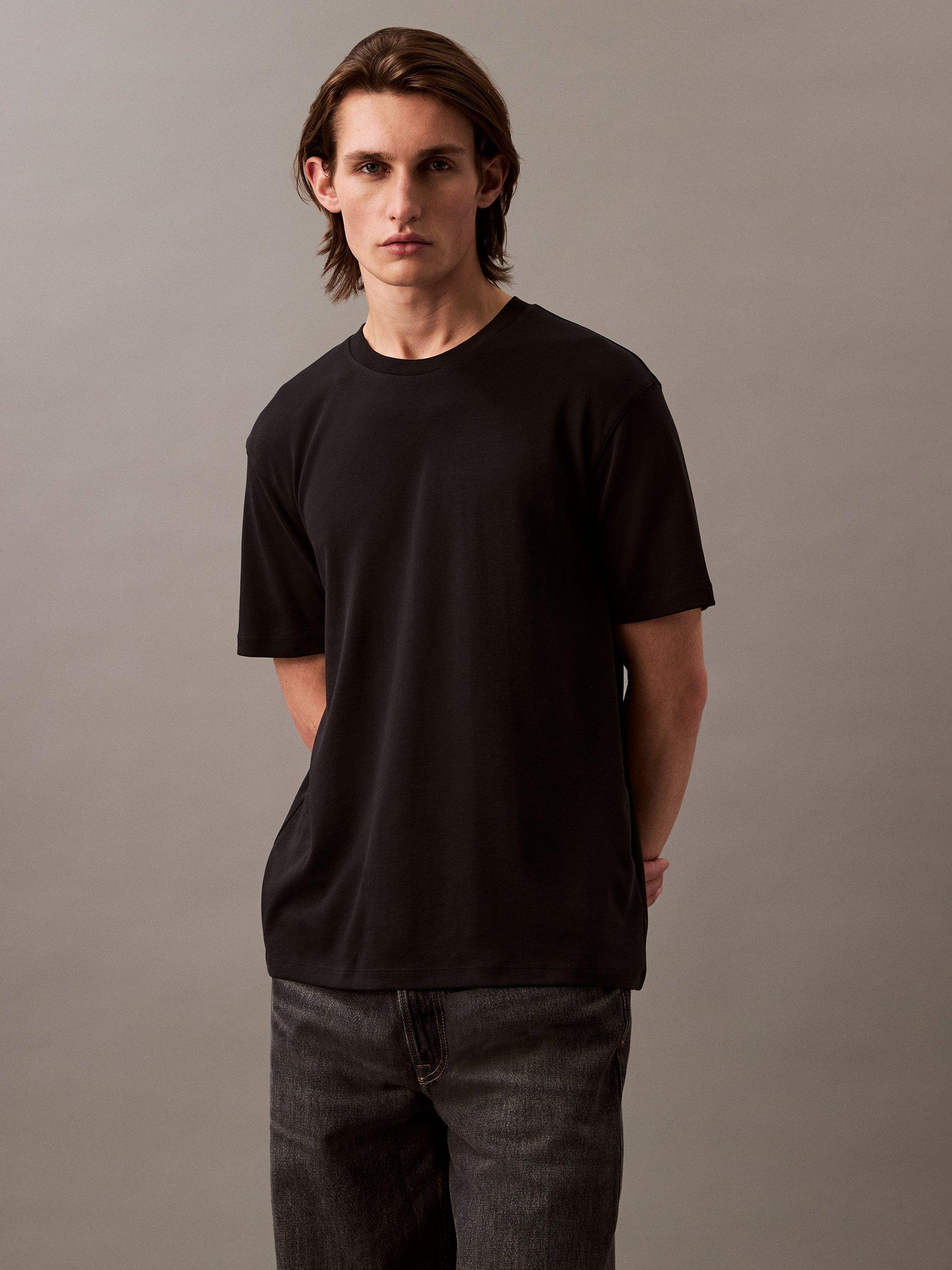Product image 4 of 6, which shows Calvin Klein Supima Cotton Interlock T-Shirt, Black, XS