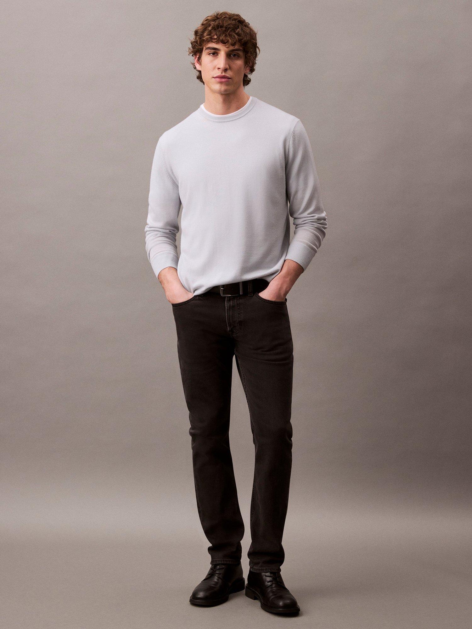 Product image 1 of 7, which shows Calvin Klein Slim Fit Mid Rise Jeans, Ck Essential Black, 28S