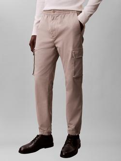 Calvin Klein Cotton Blend Skinny Cargo Trousers, Natural Taupe