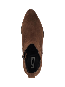 Dune London Parlure Suede Cropped Western Ankle Boots - view 2, Brown