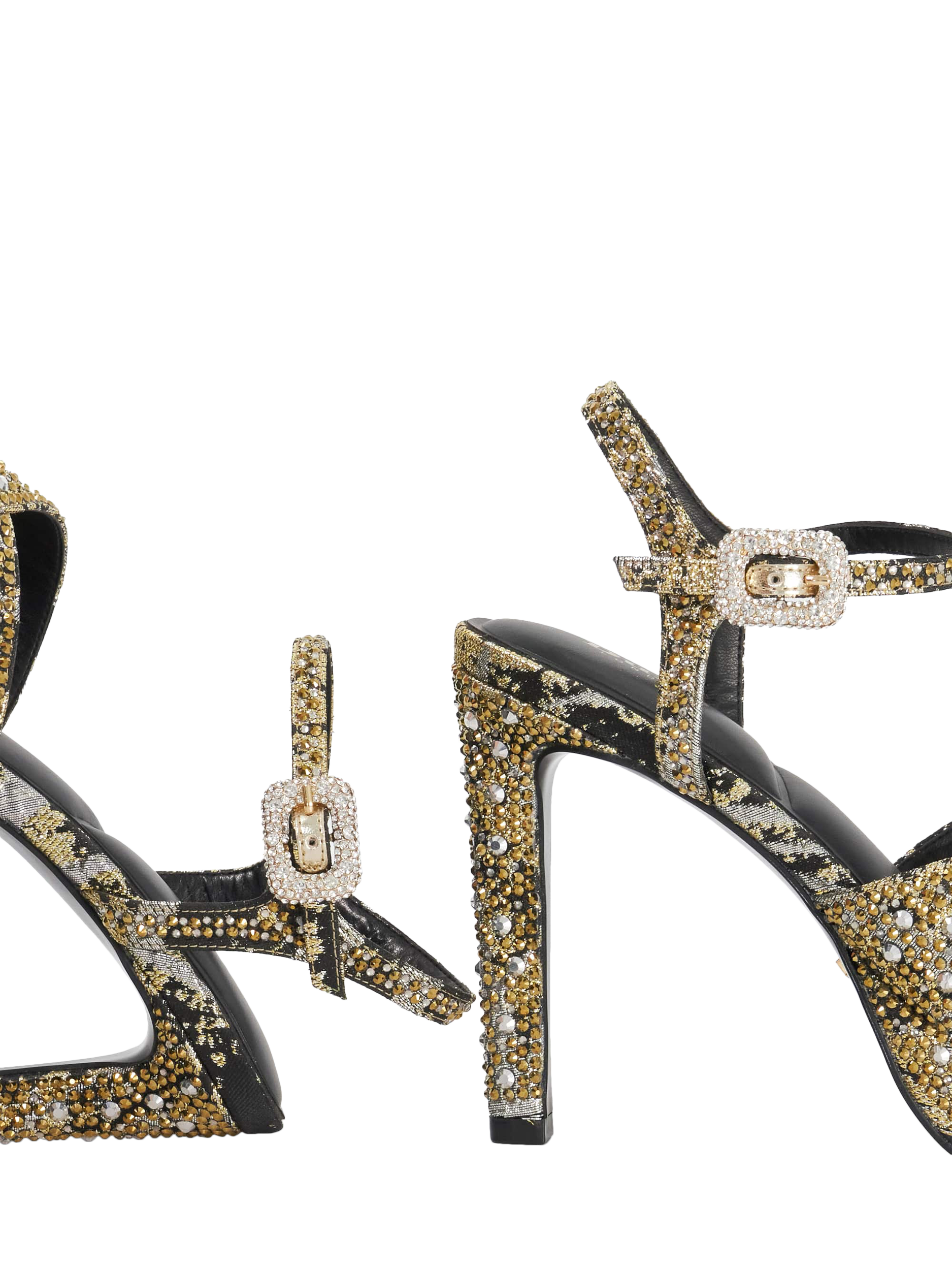 Product image 5 of 5, which shows Dune London Mayve Cut-Out Satin Platform Sandals, Black/Gold, EU37