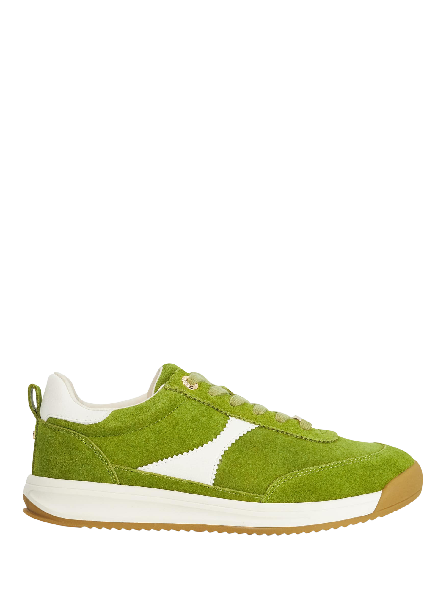 Product image 1 of 6, which shows Dune London Elsea Lace-Up Suede Trainers, Green/Multi, EU36