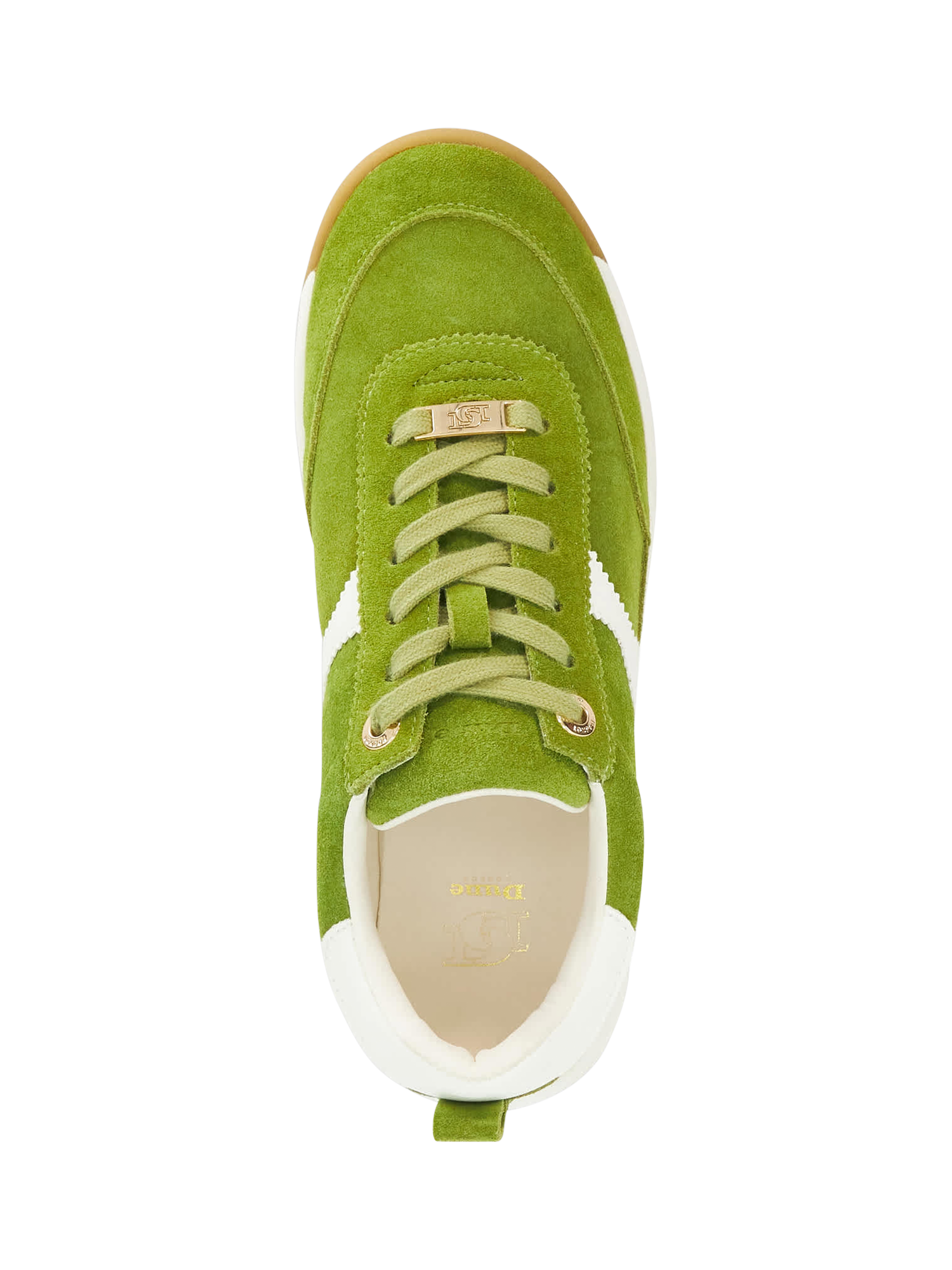 Product image 3 of 6, which shows Dune London Elsea Lace-Up Suede Trainers, Green/Multi, EU36