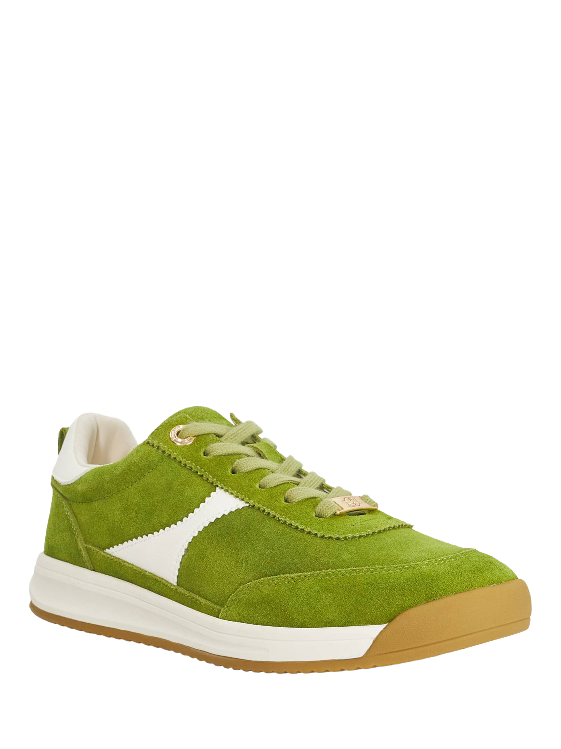 Product image 4 of 6, which shows Dune London Elsea Lace-Up Suede Trainers, Green/Multi, EU36