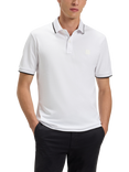 BOSS Cotton Blend Short Sleeve Polo Shirt, White